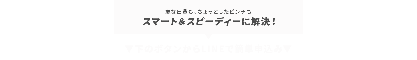 急な出費も、ちょっとしたピンチも、
					スマート＆スピーディーに解決！
					