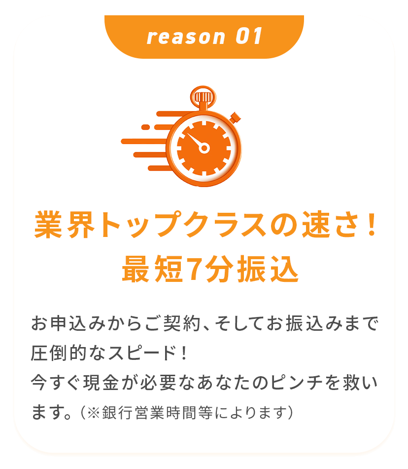 業界トップクラスの速さ！最短7分振込